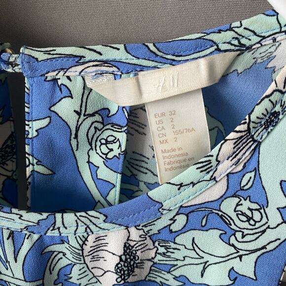 H&M sz 2 blue green halter floral boho maxi sundress‎ - Picture 4 of 10